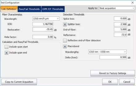 Configure the fiber before the test